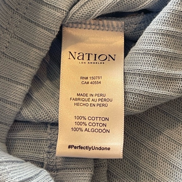 NWT Nation Los Angeles Val Off Shoulder Ribbed Long Sleeve Top, Blue, Size XS - Picture 4 of 16